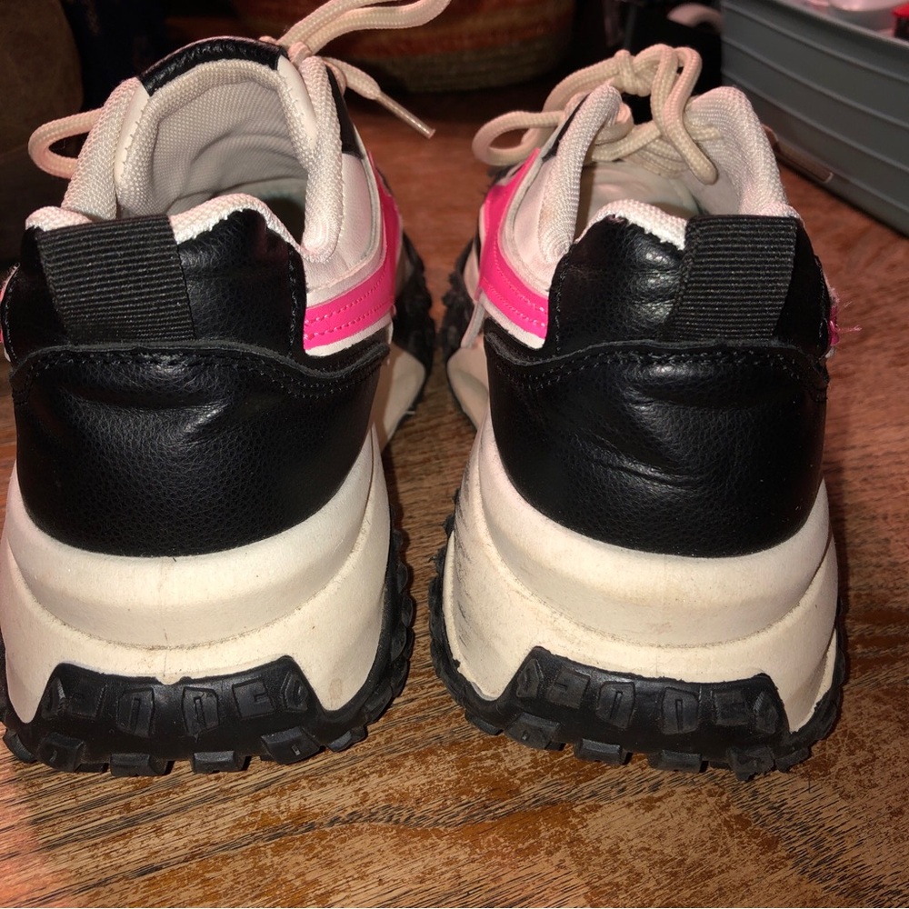 Women's Athletic Sneakers in White, Black & Pink - Picture 3 of 6